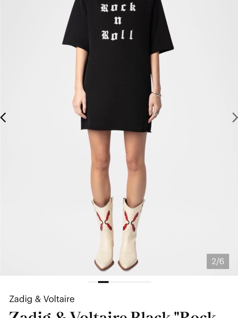 Black Graphic 'Rock n Roll' Mini T-Shirt Dress - Picture 5 of 6